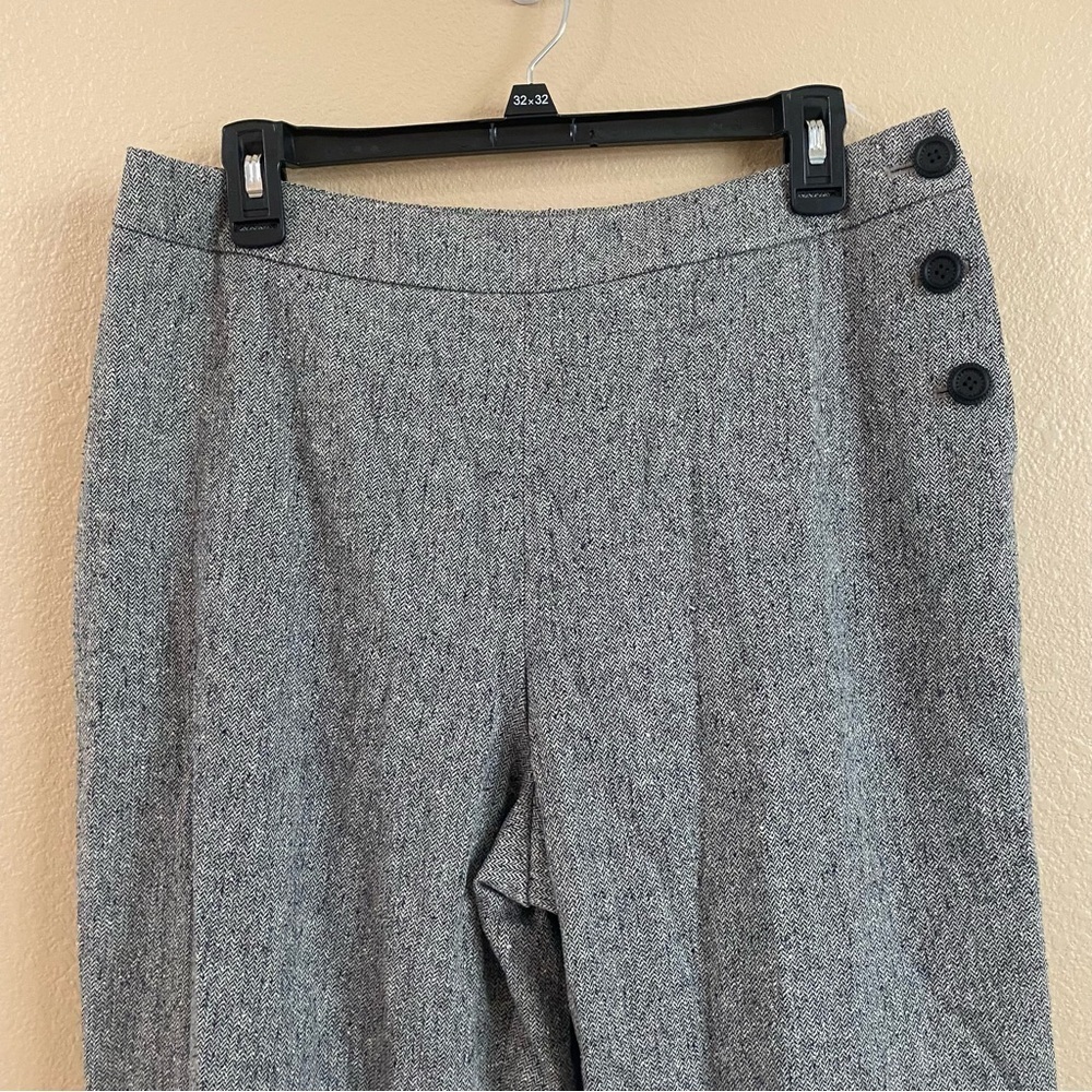 Talbots New Vintage Size 12 Herringbone Wide Leg Italian Wool Silk Dress Pants - Picture 2 of 7